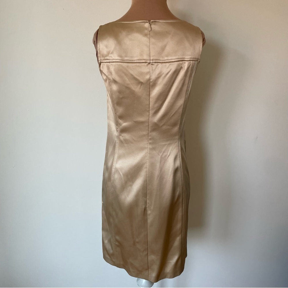 Ralph Lauren Black Label Silk Satin Gold Beige Sleeveless Shift Dress EUC Sz 2 - Picture 5 of 12
